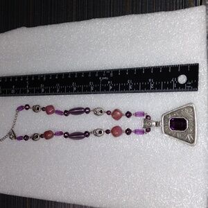 Purple and silver chunky necklace. Avenue